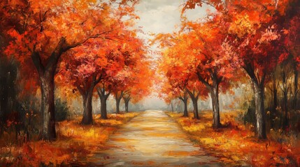 Fototapeta premium Trail through autumn leaves