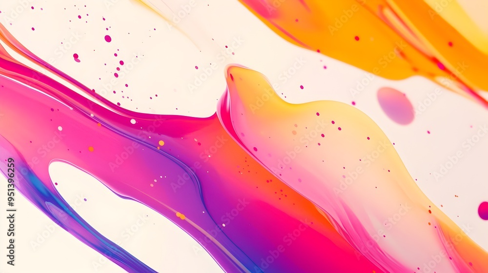 Poster captivating music streaming ad with vibrant abstract animated shapes and gradients