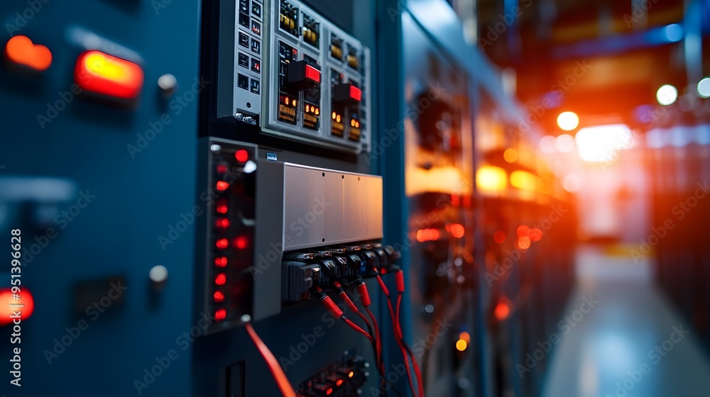 Poster robust power surge protection systems installed in a state of the art data center ensuring reliable 