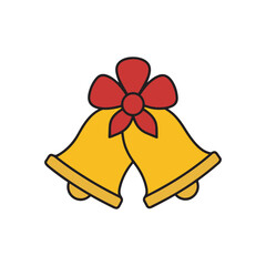 Merry Christmas Bells, Isolated christmas bells sketch icon Vector, christmas bells logo, christmas bells with ribbon white background.thailand, christmas decoration, design, flat design, line art, me