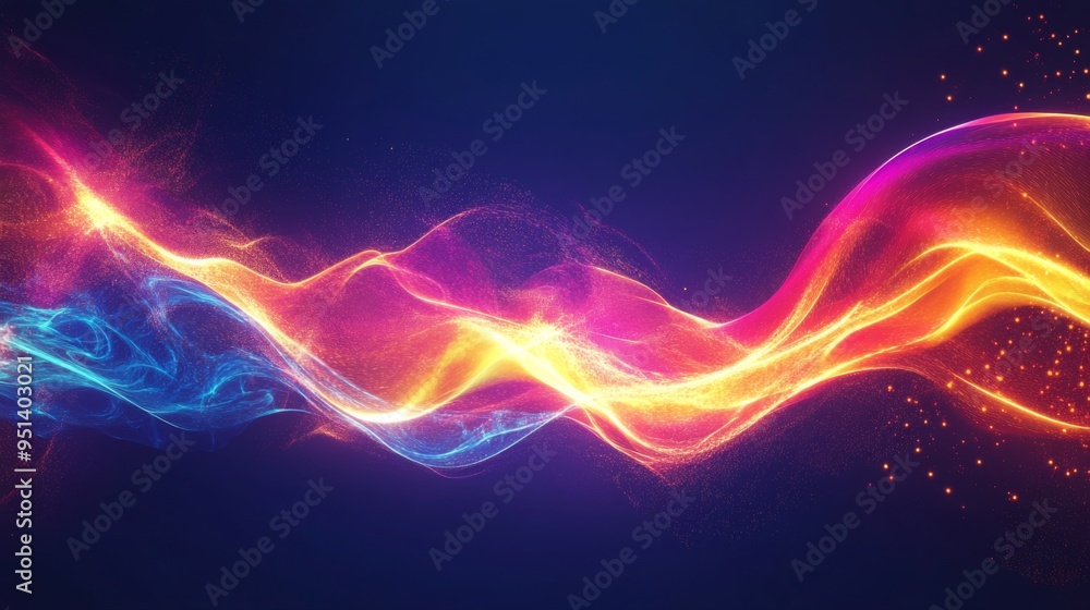 Poster a vibrant electric wave with a gradient effect, stretching across the image, symbolizing power and e