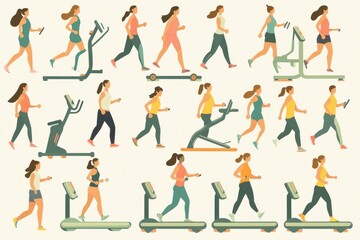 Diverse group of people exercising and jogging