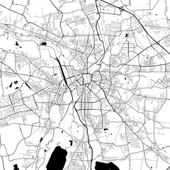 City Monochrome Black and White Minimalist Street Road Aesthetic Decoration Map