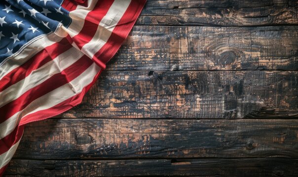 USA flag on rustic background with copyspace