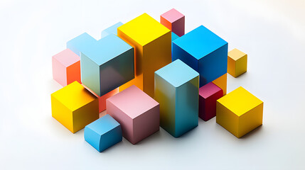 Farbige 3D-W&uuml;rfel auf wei&szlig;em Hintergrund