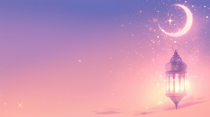 Naklejka premium Ramadan Kareem background with arabic lantern and crescent moon 