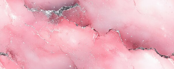 Seamless marble pattern in soft pink with subtle silver veins, [Abstract Background Marble], [Delicate and elegant]