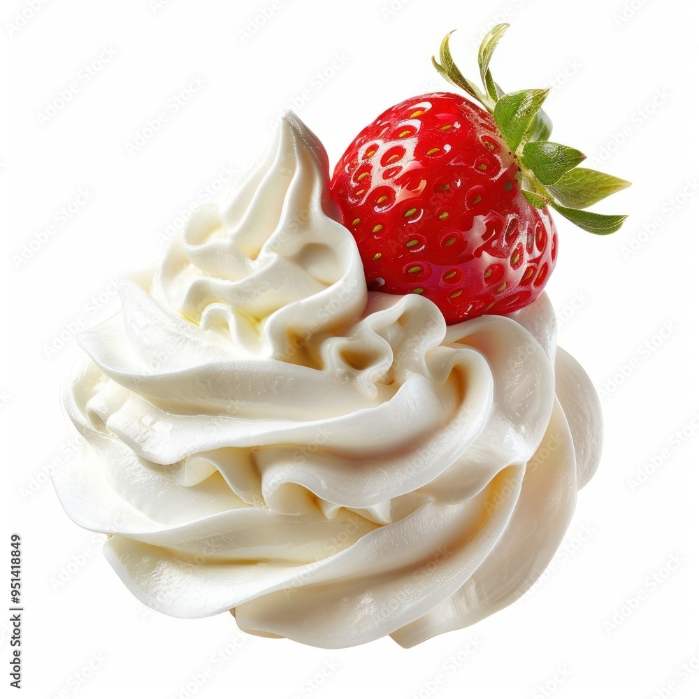 Poster delicious whipped cream strawberry dessert