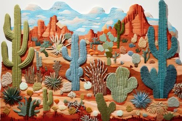 Obraz premium Desert landscape pattern cactus.