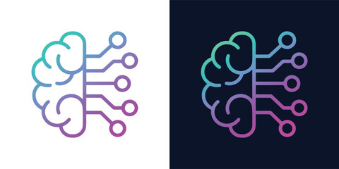 Artificial intelligence AI Brain Icon Logo vector icon sign for graphic design, logo, website, mobile app, UI. Processor circuit Ai line icon technology symbol