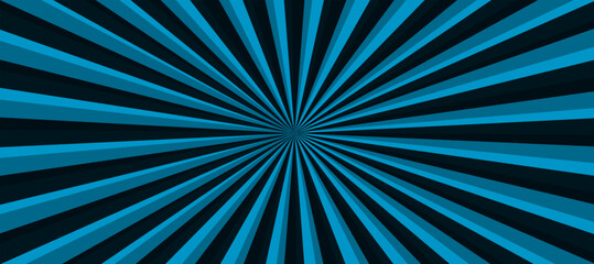 Blue and black sunburst background