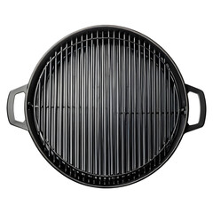 Top view of an empty round grill, isolated on a transparent or white background.