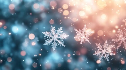 snowing and snowflake Serenade background illustration Snowfall Serenade, Delicate Snowflakes on Blurred Winter Background.