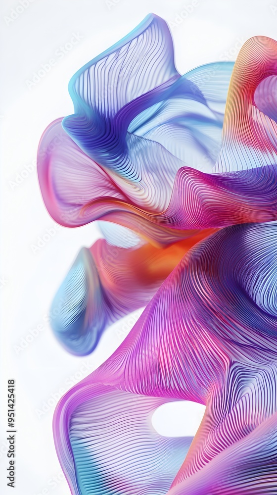 Poster mesmerizing 3d render of flowing shapes and colors for music platform promotion