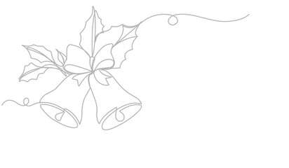 One line drawing of a forest with Сhristmas bell
