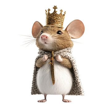 3d render real brown flurry cute Mouse king from the nutcracker, isolated 