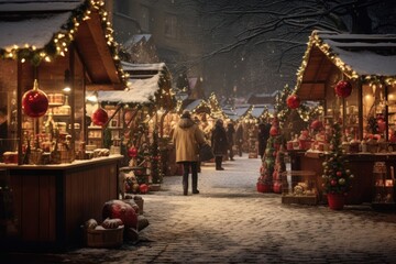 Obraz premium Christmas decoration market city.