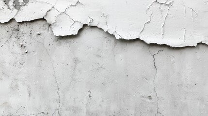 Obraz premium Textured concrete wall in shades of white, black, and gray, featuring intricate cracks, ideal for creating a unique and striking abstract backdrop.