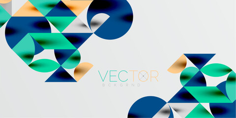 Triangles, round triangles and circles techno art. Vector Illustration For Wallpaper, Banner, Background, Card, Book Illustration, landing page