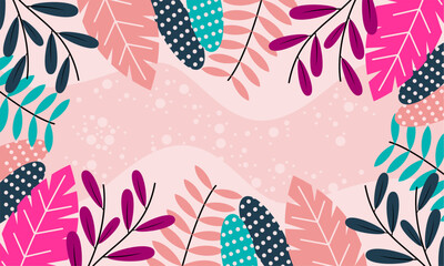 Flat abstract floral leaves background