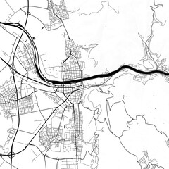 Naklejka premium City Monochrome Black and White Minimalist Street Road Aesthetic Decoration Map