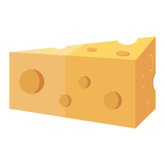 Isolated piece of cheese vector illustration