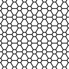 Seamless geometric pattern with interconnected hexagon shapes on a white background. Suitable for various creative projects or decorative elements.