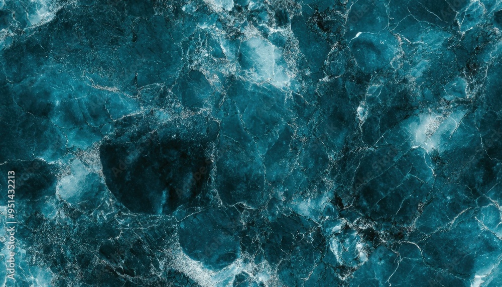 Wall mural Seamless marble texture in dark teal with subtle silver veins, [Abstract Background Marble], [Vibrant and bold]