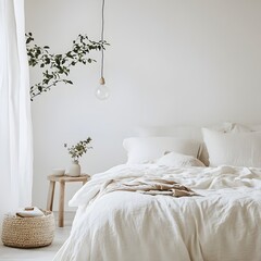 Peaceful Bedroom Retreat with Calming Decor and Natural Textures