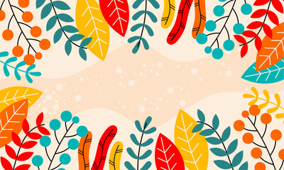 Flat abstract floral leaves background