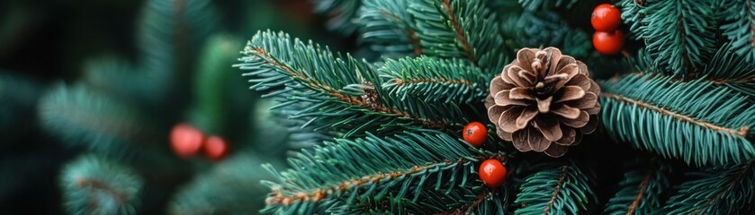Rustic Christmas Wreath with Fresh Greenery, Pinecones, and Berries A Cozy and Inviting Holiday Decoration