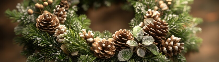 Rustic Holiday Wreath with Fresh Greenery and Handcrafted Decorations for Christmas, Winter, and Festive Home Decor