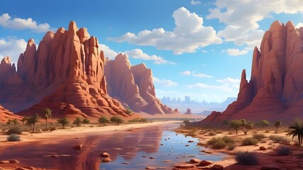 "Step into a world of wonder and awe as the AI transforms your concept into a stunning panoramic view of the Arizona desert. Marvel at the towering red rock formations and the vast expanse of blue sky