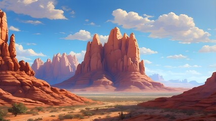 "Step into a world of wonder and awe as the AI transforms your concept into a stunning panoramic view of the Arizona desert. Marvel at the towering red rock formations and the vast expanse of blue sky
