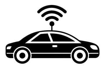 Silhouette of a Self-Driving Car Sensor, Illustration, Vector Design