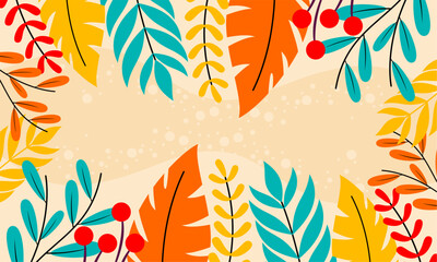 Flat abstract floral leaves background