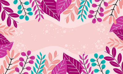 Flat abstract floral leaves background