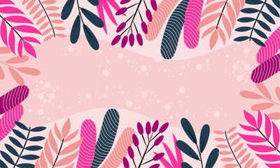 Flat abstract floral leaves background
