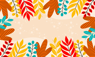 Flat abstract floral leaves background