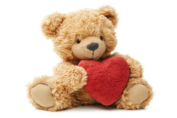 Adorable teddy bear holding heart