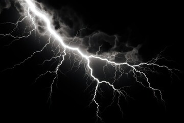 Dramatic lightning storm at night