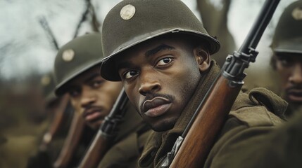 Close-up Portrait of a Determined Soldier in Military Gear