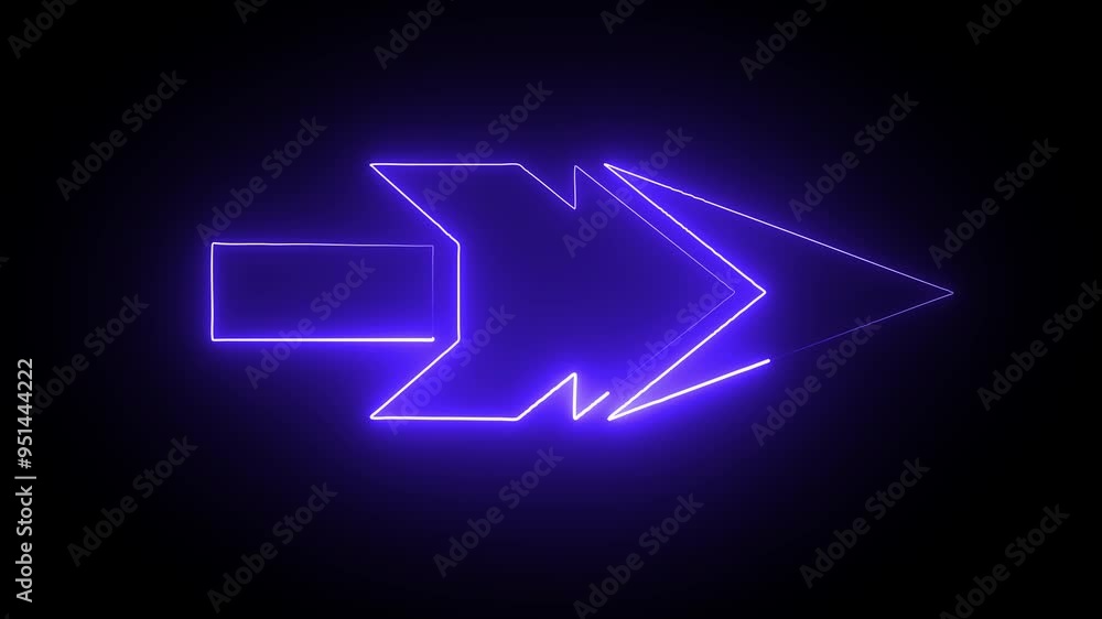 Poster glowing neon arrows indicates direction. directional arrow symbol animation. glowing neon arrow left
