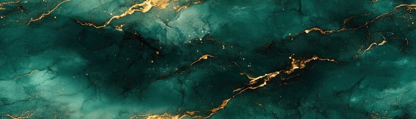 Seamless marble pattern in deep green with gold highlights, [Abstract Background Marble], [Earthy and luxurious]