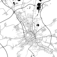 City Monochrome Black and White Minimalist Street Road Aesthetic Decoration Map