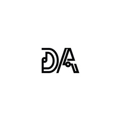 DA monogram logo design letter text name symbol monochrome logotype alphabet character simple logo