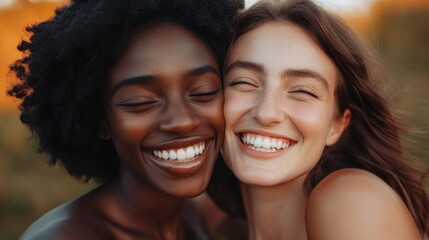Two Smiling Women with Different Skin Tones