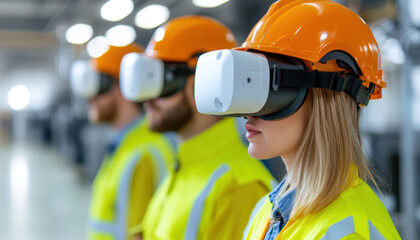 Diverse team of engineers collaborating on a virtual reality environment, engineer, VR, teamwork, innovation