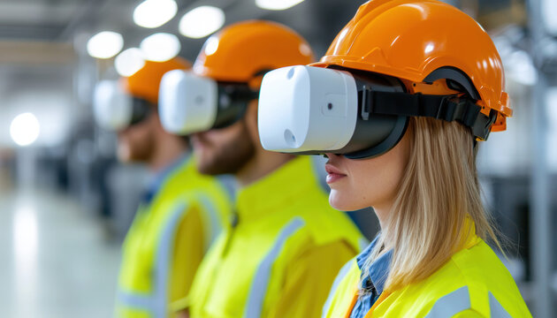 Diverse team of engineers collaborating on a virtual reality environment, engineer, VR, teamwork, innovation