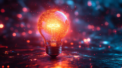 light bulb on red background